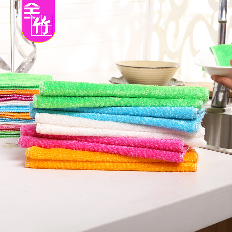 Bamboo fiber dish towel is not easy to stain oil dish cloth Kitchen cleaning double-layer rag cleaning cloth