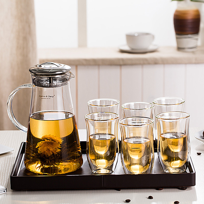 Telet Nourishing Idea Home Cold Kettle Kettle water tool suit Heat-resistant glass water glass suit glass-cup suit