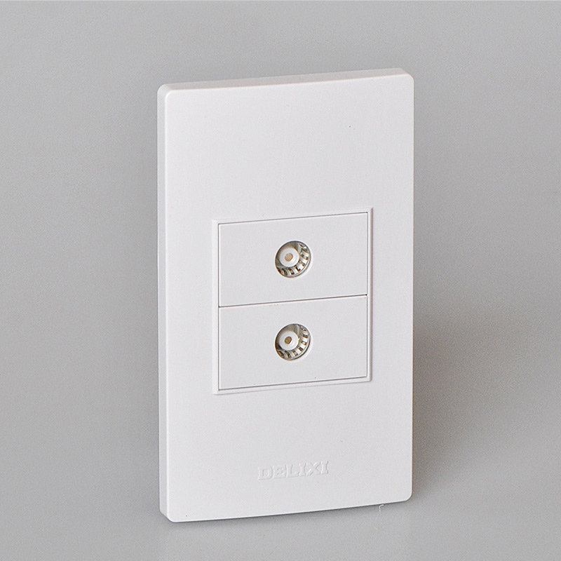 Delixi 120-type switch socket wall panel CD301 double TV two wired closed-circuit home