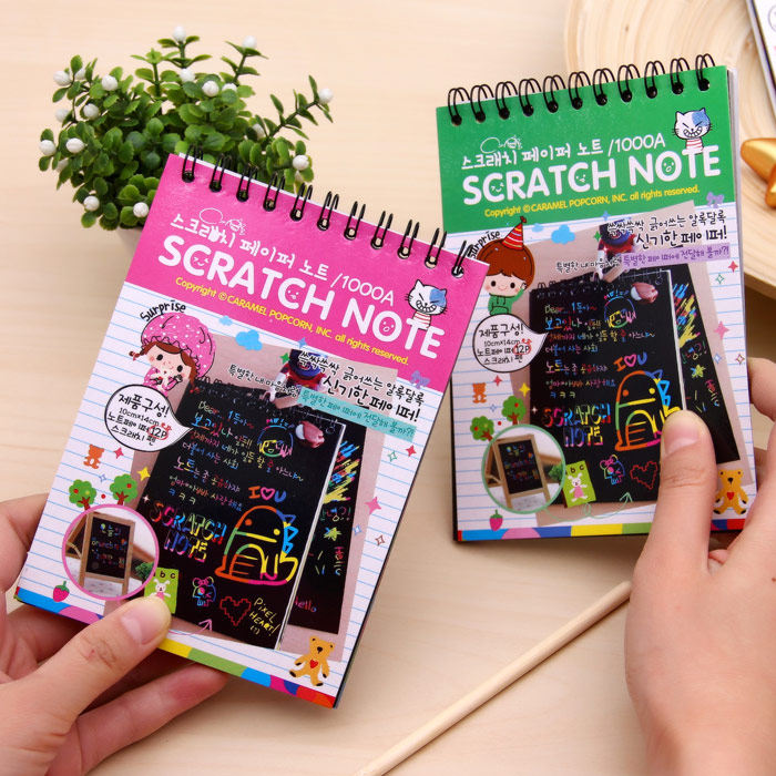 Korean stationery black cardboard scratching graffiti book DIY homemade fun gift surprise coating magic book