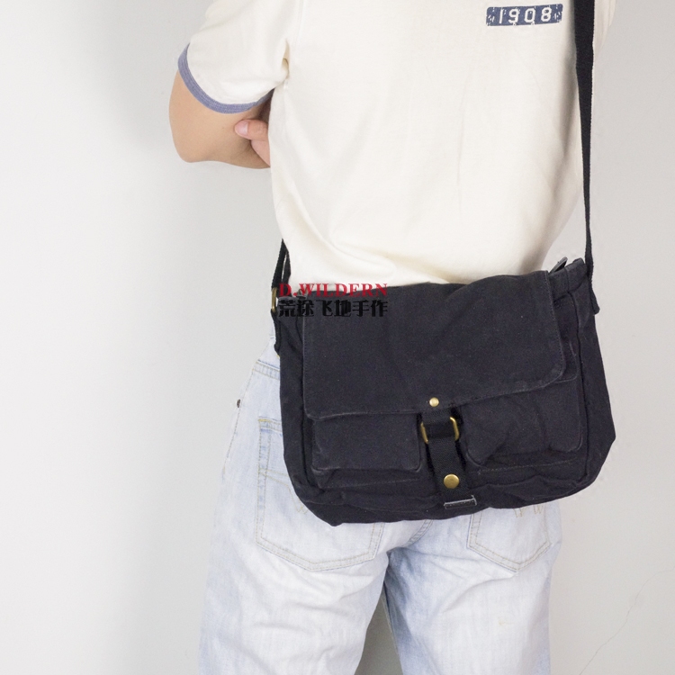 American retro water washed as old soft pure cotton canvas Postflip Anti-theft casual male and female single shoulder inclined satchel