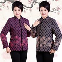 Phụ nữ trung niên mùa thu và mùa đông quần áo cotton dày áo khoác mẹ áo khoác ngắn áo khoác cũ áo ấm cotton nhỏ cháu gái váy cho phụ nữ trung niên