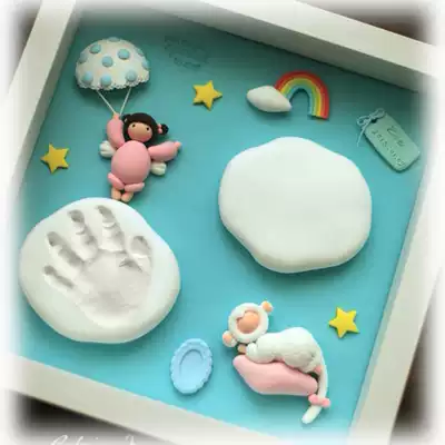 Hand-made custom Monkey New Year Baby Print Small Handprint Mud Foot Print Mudpad Hand-foot Print Birthday Commemorative Frame