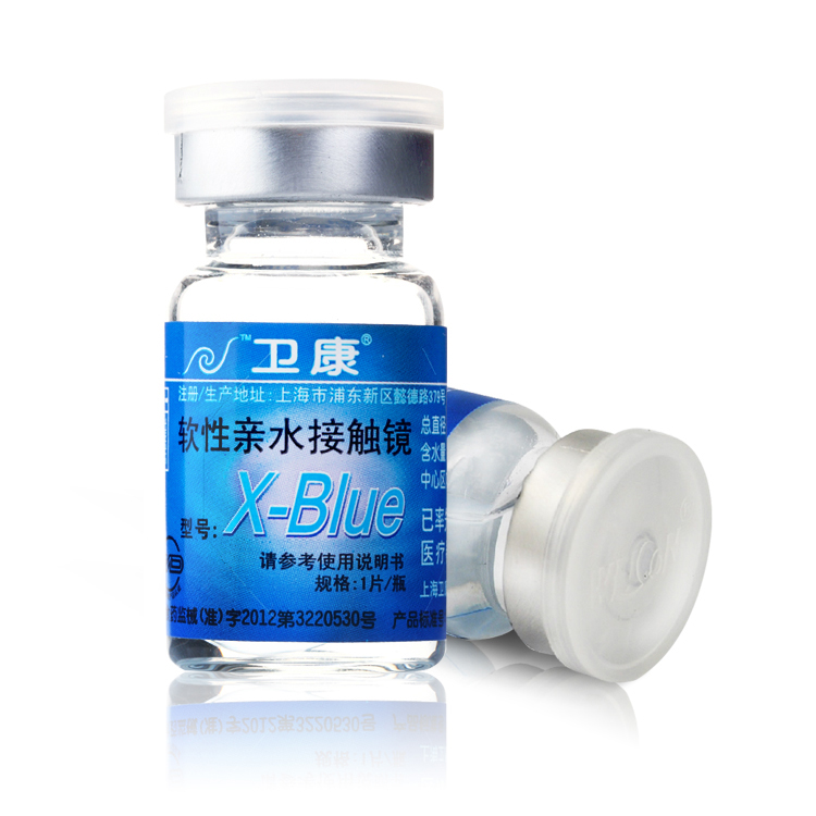 卫康高度数隐形近视眼镜年抛X-blue 1片装  1副拍2片JN
