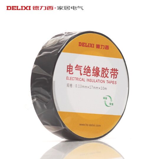 Delixi Black Electric Insulation Adhesive Textile Waterproof Insulation PVC Electrical Tape 10m