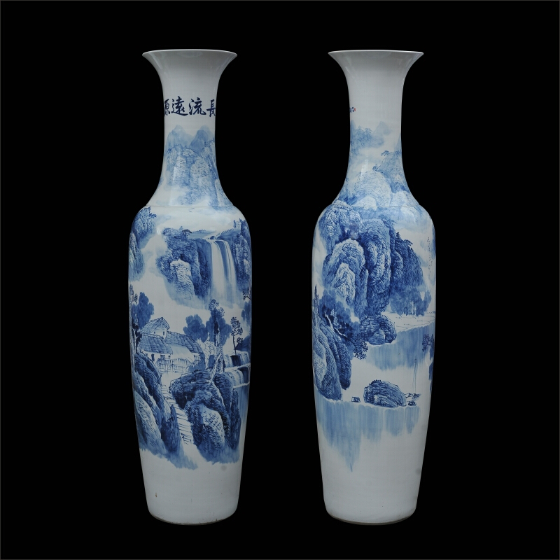 Jingdezhen ceramics hand - made landing large blue and white porcelain vase sitting room hall hotel opening furnishing articles