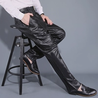 Đầu máy da cỡ lớn quần da nam mỏng phần da xe máy lỏng mùa thu và mùa đông quần da trung và cũ cao eo thẳng quần quần áo nam