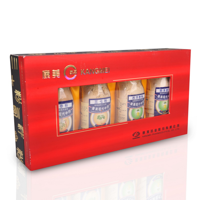 康美西洋参粉 三七粉 丹参粉 玻璃瓶4瓶装礼盒正品送礼精选品jm