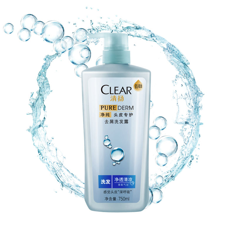 清扬洗发水无硅油去屑洗发露净透清凉750ml洗发乳新品0硅油