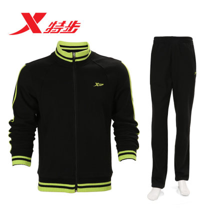 特步男运动装2018夏季新款男士针织外套运动