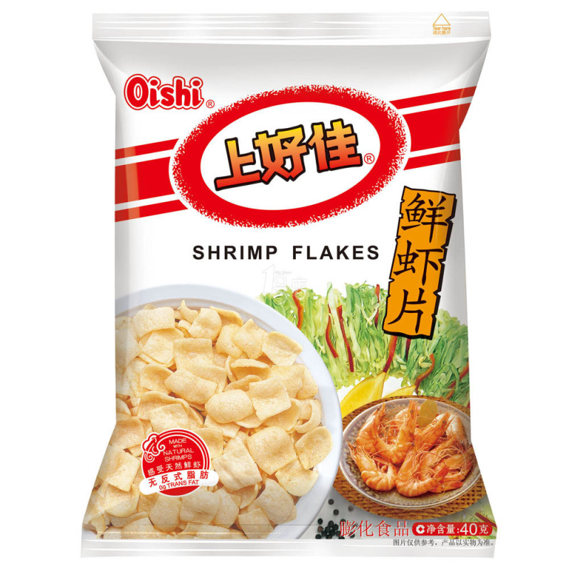 【天猫超市】上好佳 鲜虾片 40克/包 休闲食品 零食 无反式脂肪