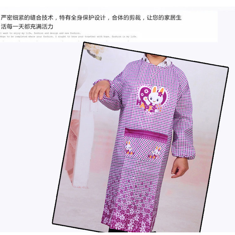 Korean version one-piece apron long-sleeved waterproof and oil-proof kitchen adult blouse reverse dress cartoon sleeves wholesale