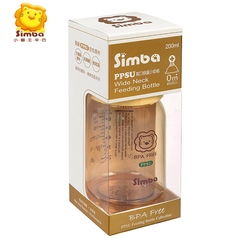 台湾小狮王辛巴PPSU宽口葫芦小奶瓶200ml-新生儿以上适用