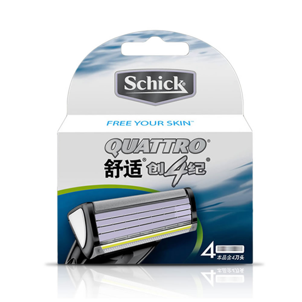 舒适创四纪剃须刀架专用刀片4片装schick4层刀头德国进口正品包邮