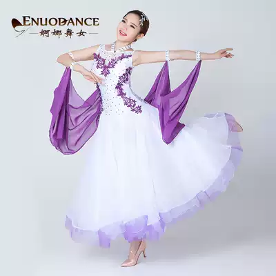 Curvaceous Dancer Modern Competition Dance Dress Sleeveless Appliqué National standard dance Social dance dress Waltz dance skirt New