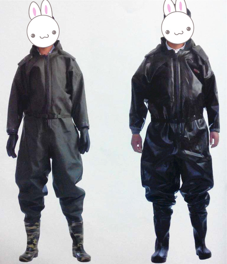 Thickened full body water pants and water clothes digging lotus root clothing waterproof clothing fishing pants fishing clothing hooded water pants rain pants