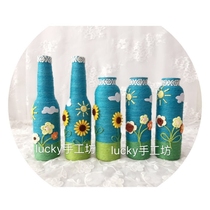 Sunflower Page Hemp Rope Glass Vase Pastoral Country Zakka Retro Hemp Rope Lace Creative Decoration