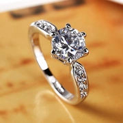 Tính khí 2 Carat Nhẫn Nữ Kim Cương Nhẫn Mô Phỏng Khoan Sáu Claw Wedding Ring Couple Wedding Ring Nhẫn Mô Phỏng Khoan