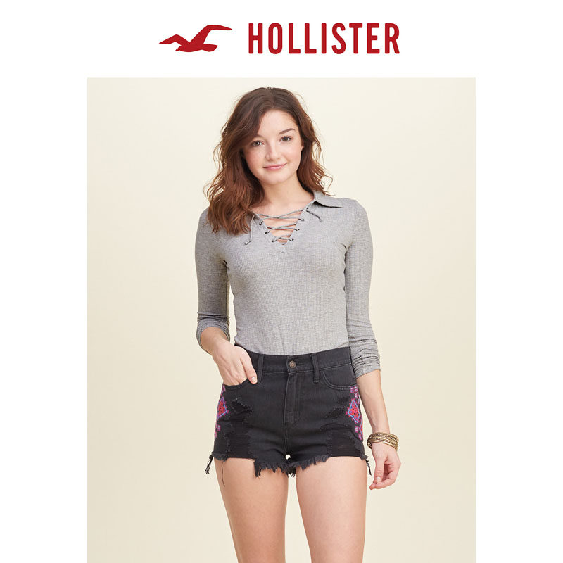 Hollister 系带罗纹 polo 衫 女 124205