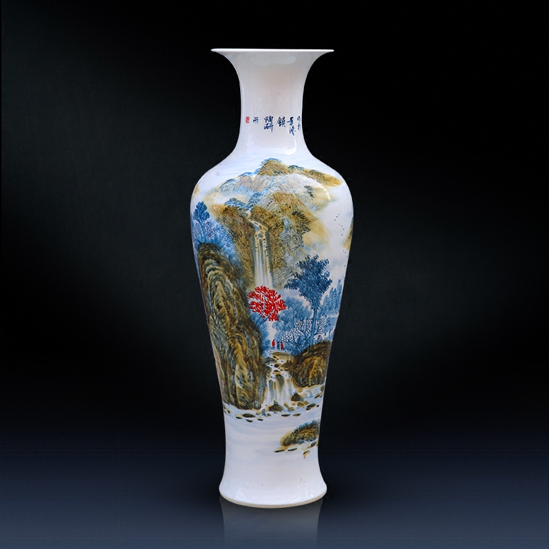 Jingdezhen ceramic vase landed a large porcelain hand - made of new Chinese style living room furnishing articles of blue and white porcelain hotel decoration