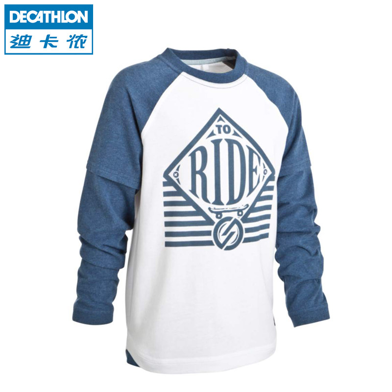 迪卡侬 长袖T恤 青少年儿童 棉质舒适柔软插肩款T恤 OXELO
