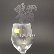 Laser hollow exquisite little squirrel birthday party seat card wedding wine glass card cake decoration 50 pieces