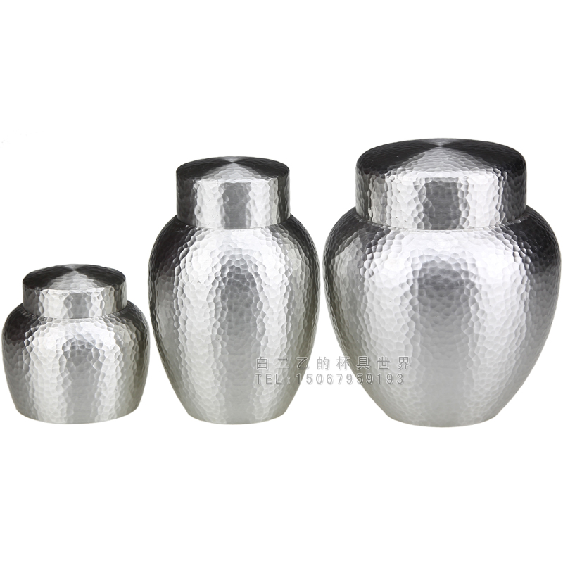 Tea leaf pot tin tea pot travel portable sealing tin pot pure tin gold belongs to pure hand hammer pure tin tea leaf pot