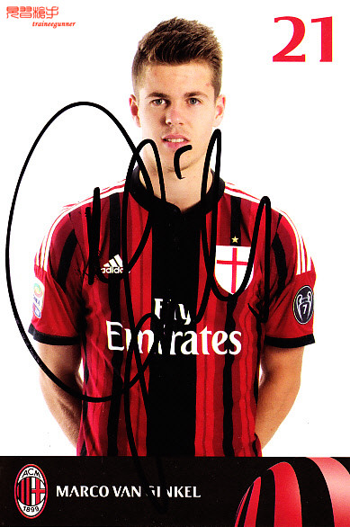 Van Kinkel Van Hinkel AC Milan 2014-15 season autographed official card
