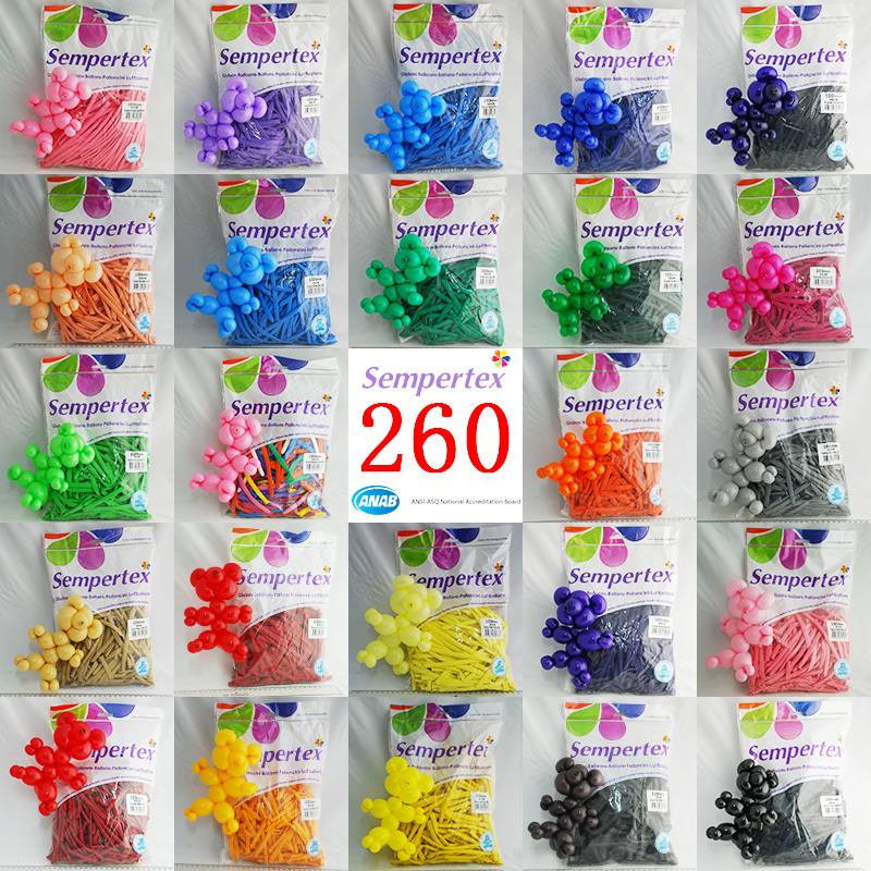 Colombia Imported 260 Long Magic Balloons, Colombian Balloons Sempertex 260S, 100 Pieces/Pack
