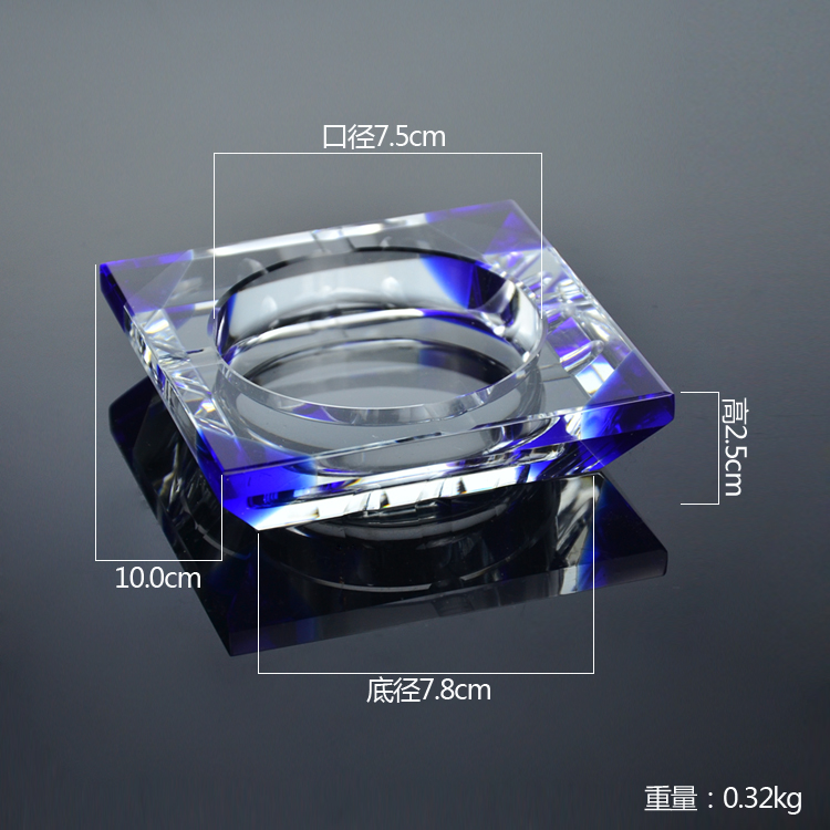 Living Room Bar Office High-end Crystal Cigarette Ashtray Fashion Creative Personality Gift Big Square Glass Tobacco Cylinder