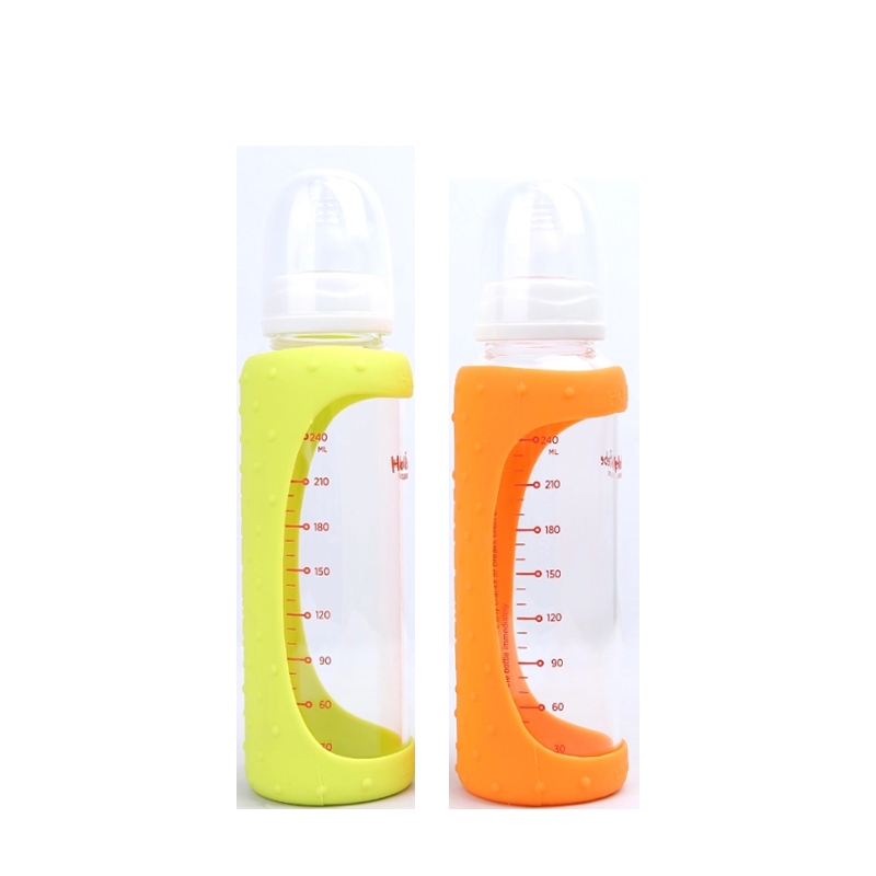 乐扣乐扣HelloBebe标准口防摔玻璃奶瓶HBB104 防摔保护套240ml