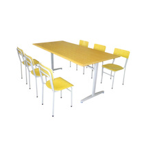 Custom manufacturer direct sale of six single columns to view table and chairs Library table school with table school furniture