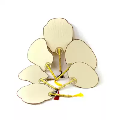 Hand-painted blank antique rice paper group fan Palace fan Retro zen Chinese bamboo root hand-painted fan Japanese group fan Basho fan