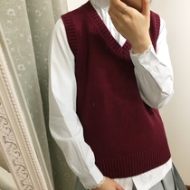 British College Japan JK uniform campus men and women solid color sweater vest V-neck pullover sweater sleeveless vest