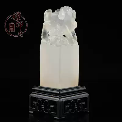 Natural Qinghai stone zodiac horse seal carving Handmade seal carving stone Free lettering Collection of books and paintings Calligraphy gossip