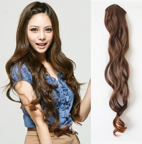 Simulation hair two clips incognito thickened wig pieces female 2 card pear flower long curly hair pieces can be hot straight large wave hair pieces
