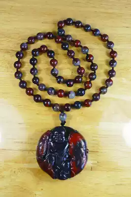 Natural Guilin chicken blood jade black bottom red handle jade red jade bead tag Lucky boy has fish every year