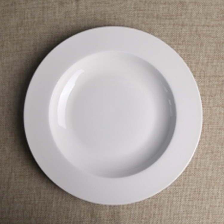 DS soup plate 11 inches 13 inches 15 inches oversized round western plate pure white bone china light-transmitting ceramic