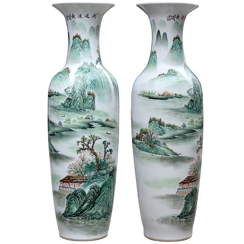 The sitting room of large vase hand - made landscape painting porcelain jingdezhen ceramics decoration large flower arranging porcelain furnishing articles