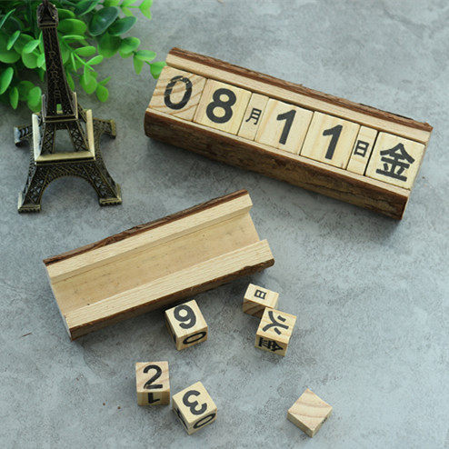 Wooden Table Calendar Super Mini Millennium Calendar Take Prop Features Retro - Vertical Small Stage Calendar