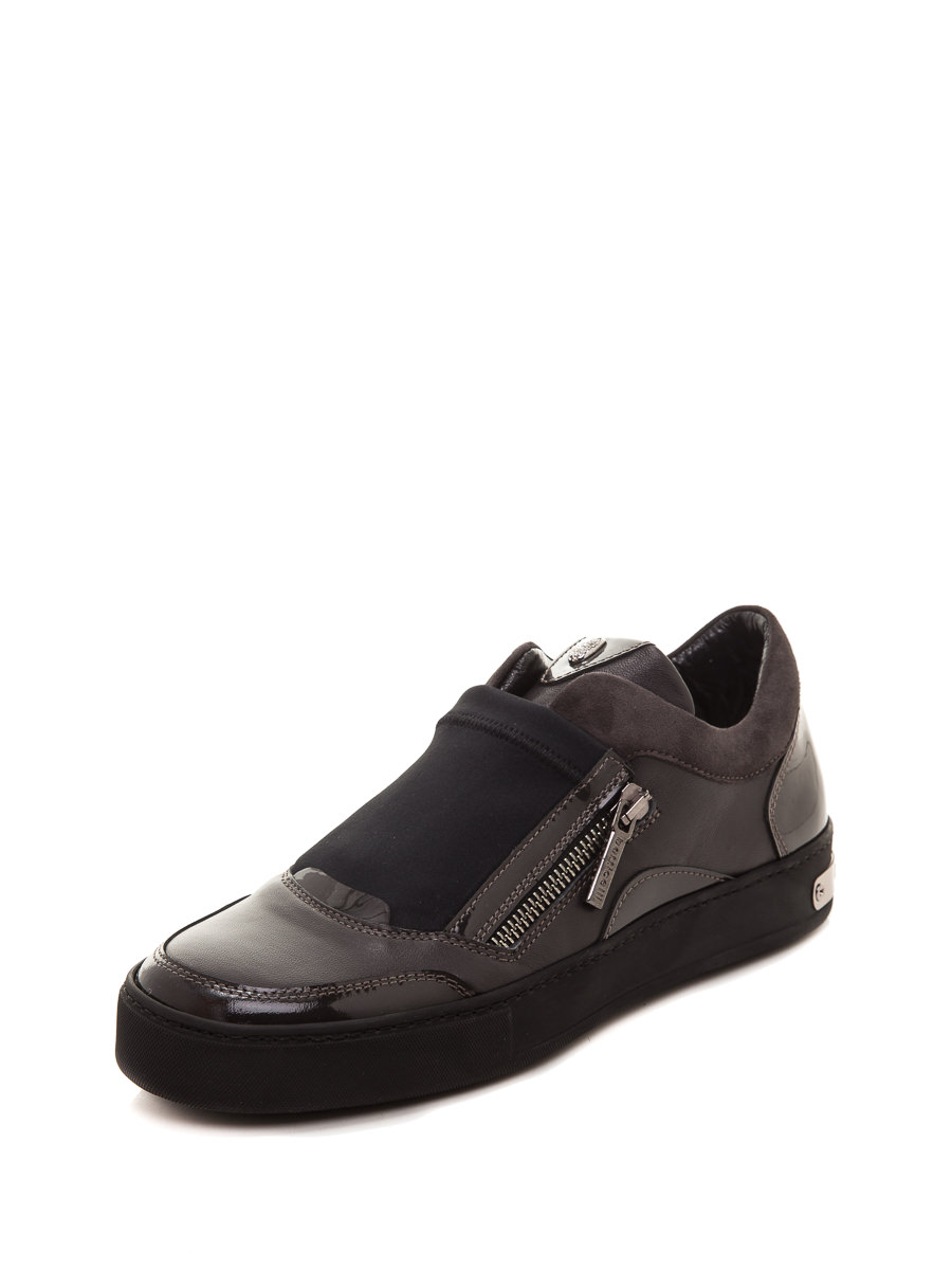 深灰色拼接拉链装饰休闲鞋