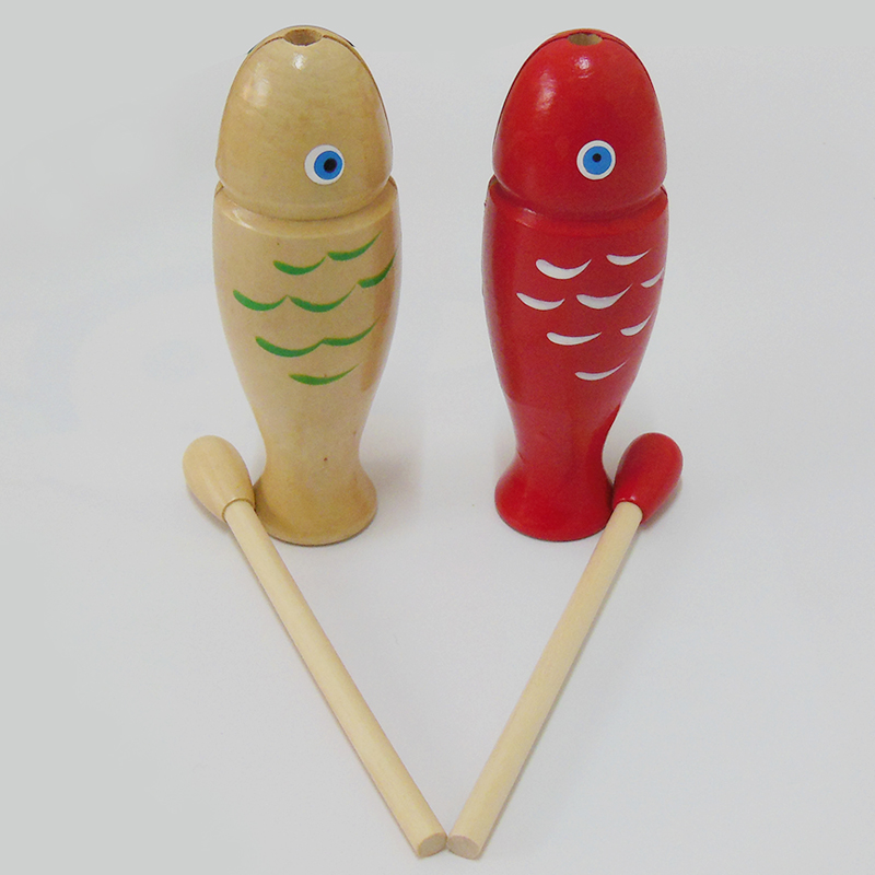 Teaching aids fish-shaped small wooden fish Orff musical instrument wooden bangzi children's percussion instrument toys kindergarten early education