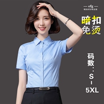 Short sleeve shirt Womens solid color cotton professional work clothes large size simple business interview dress slim white shirt overalls