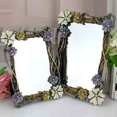 European metal indoor desktop makeup mirror idyllic one-sided makeup mirror retro desktop Princess HD mirror