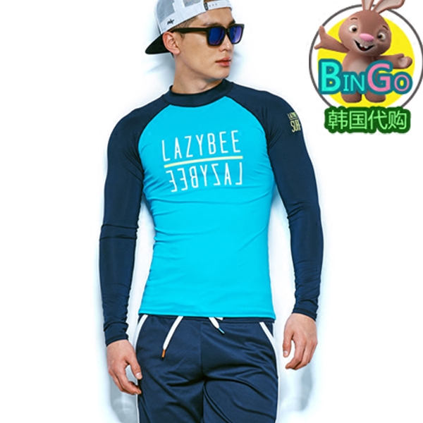 Korean Version Fashion Letters Collision Color Workout Swimming Sunscreen Surf Jellyfish Sports Long Sleeve T-Shirt Man