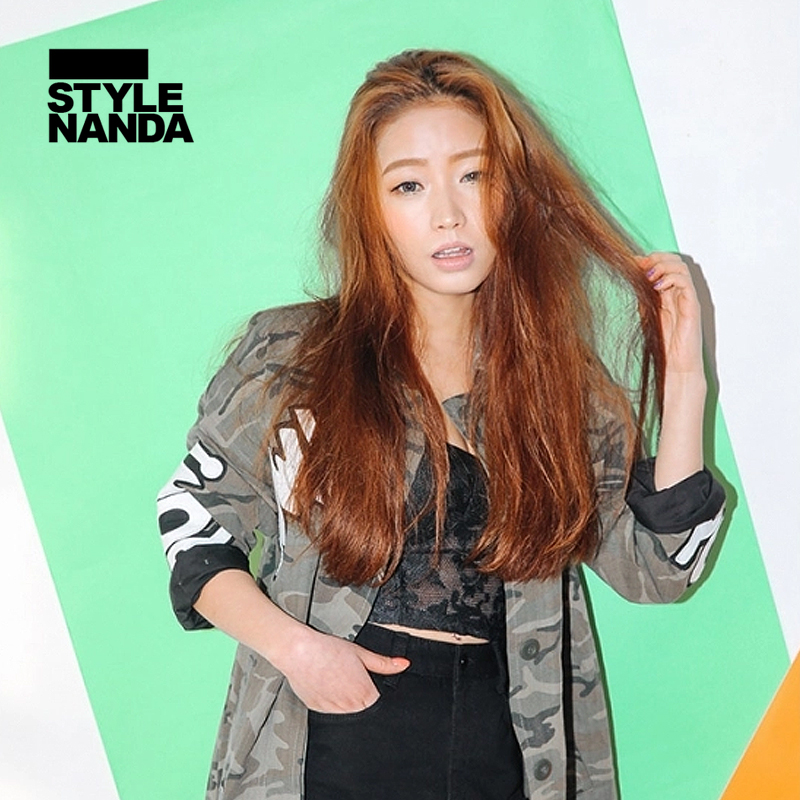 stylenanda 韩版个性字母贴饰宽松大码工装外套