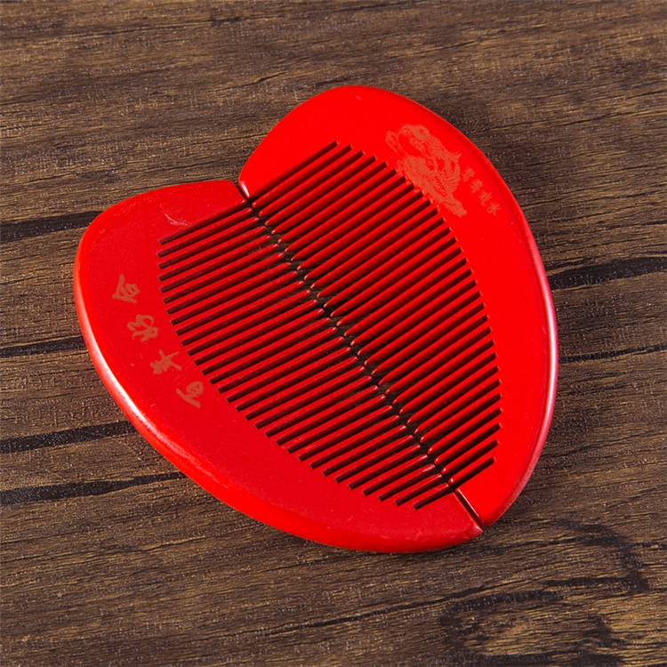 Wedding red wooden comb comb Bride dowry makeup Dragon and Phoenix Mandarin duck comb Peach wood comb couple comb mirror set