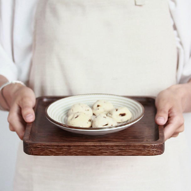 Square wooden tray solid wood tea tray afternoon tea cup tray dinner tray tea tray hand-burned tung