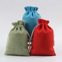 Retro plain drawstring bag sundries storage bag linen bag bag small linen bag custom-made