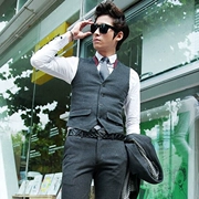 Hàn Quốc mua vest nam vest mùa xuân và hè Phiên bản Hàn Quốc của triều Slim Slim vai đan cổ áo vest nam vest - Áo thể thao